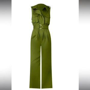 Forever 21 Belted Cargo Jumpsuit In Green